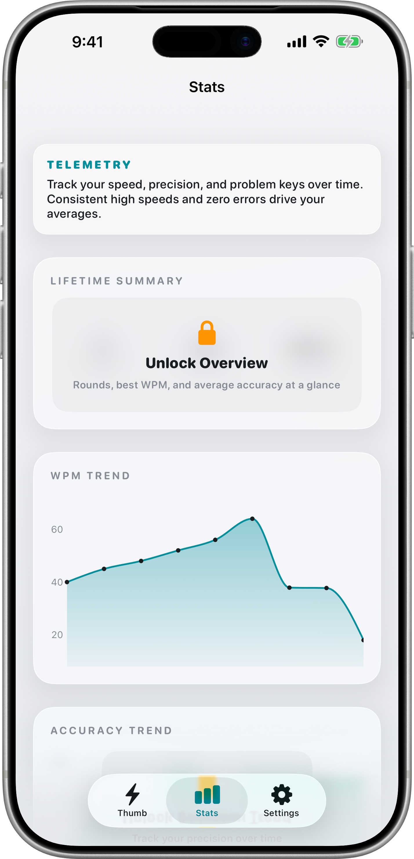 ThumbDash stats screen